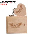 Лидер продаж 2018, деревянный USB флеш-накопитель JASTER в форме сердца с коробкой USB 3,0, 4 ГБ, 8 ГБ, 16 ГБ, 32 ГБ, 64 ГБ, USB флеш-накопитель (Бесплатный Пользовательский логотип)
