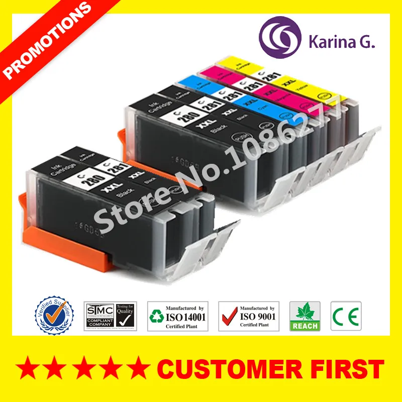 Совместимый с Canon PGI280 CLI281 PGI-280 CLI-281 картридж для PIXMA TR7520 TR8520 TS6120 TS8120 TS9120 и т. Д. |