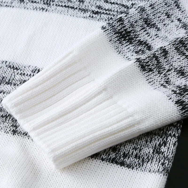 

Sweater Autumn Men's Long Sleeve Slim Sweaters New Turtleneck Fit Sweater Striped Bottom Men's Clothing Large Size M-3XL XR911