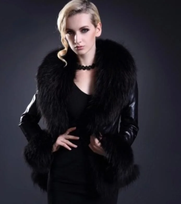 

Женское зимнее пальто из искусственной кожи, короткое пальто с воротником из искусственного меха, Женская однотонная повседневная куртка, ...