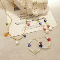 mengjiqiao fashion cute acrylic colorful flower beads hoop earrings for women girls simple circle boucle doreille jewery gifts