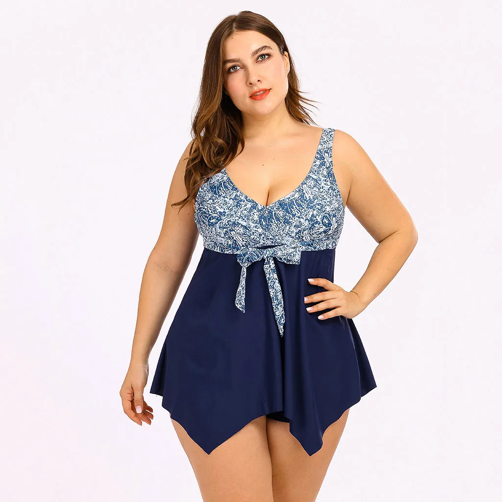 Комплект бикини с цветочным принтом и бантом большого размера сексуальная юбка v