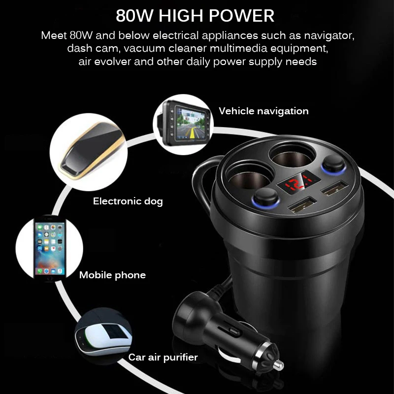 

AOZBZ Universal 2 USB Ports Car Cup Charger 3.1A 2-Socket Cigarette Lighter Splitter for Phones GPS Car Power Adapter