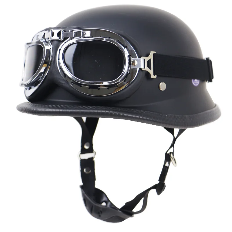 

DOT Half Face Helmet Vintage Half Helmet Retro German Style Chopper Cruiser Casco Capacete Motorcycle Accessories with Goggle
