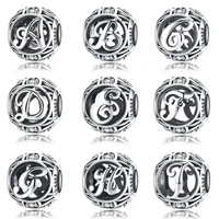 bamoer hot sale 925 sterling silver letter collection a to z alphabet charms beads fit women charm bracelet diy jewelry making