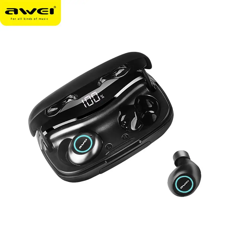 Bluetooth Наушники AWEI со светодиодный ным дисплеем Hi Fi стерео наушники с объемным