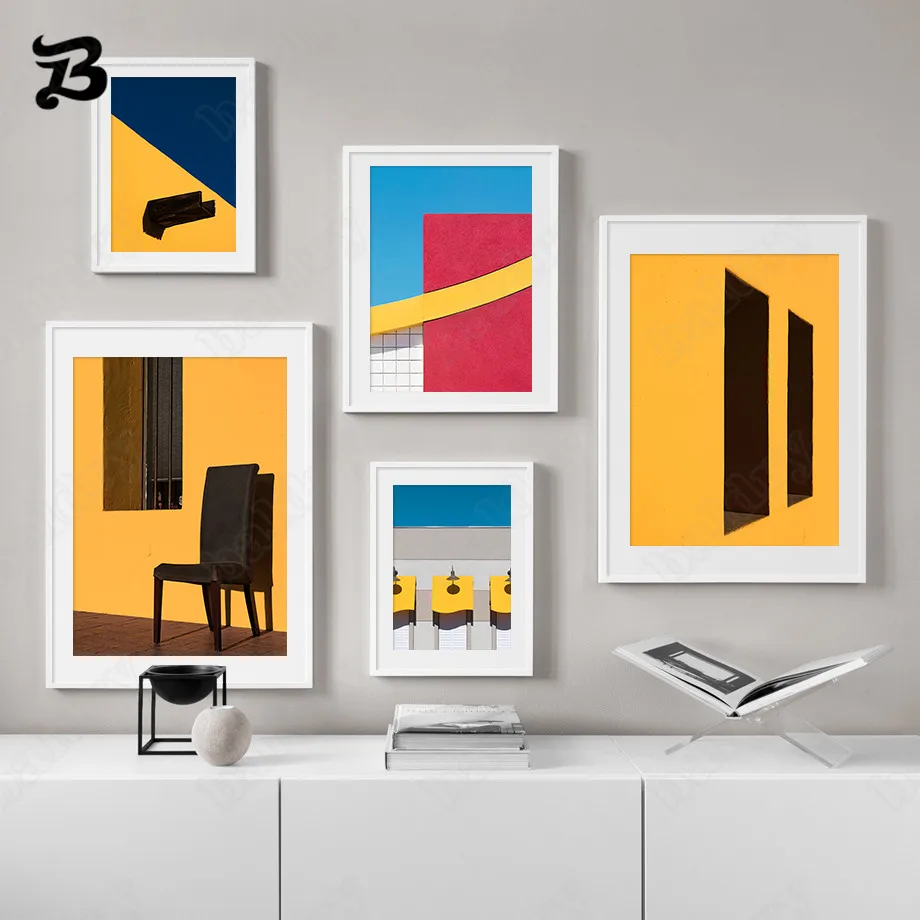 

Canvas Painting for Living Room Colorful Geometric Structure House Wall Art Abstract Modern Posters Prints Wall Pictures Decor