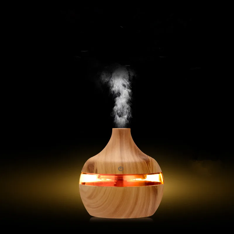 

Electric Humidifier Essential Aroma Oil Diffuser Ultrasonic Wood Grain Air Humidifier USB Mini Mist Maker LED Light For