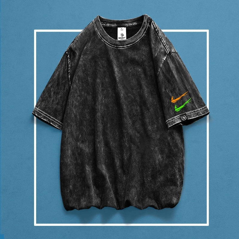 

Harajuku style IКNIKEС T-shirt for men and women in summer cotton loose old ins salt Japanese short-sleeved tide brand couple