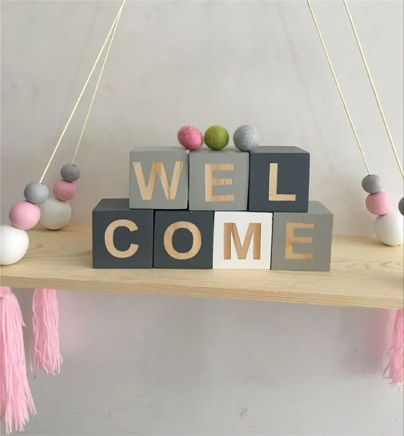 Деревянные буквы алфавита в скандинавском стиле Детские кубики с именем для