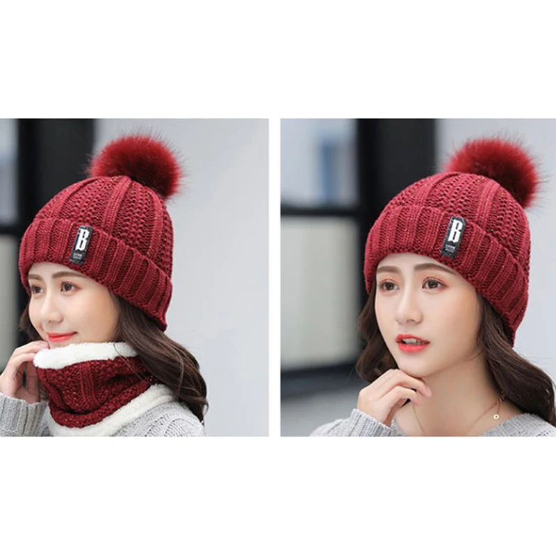 

2020 Winter Hats Women With Bib Velvet Wool Hat Thicking Riding Windproof Hat