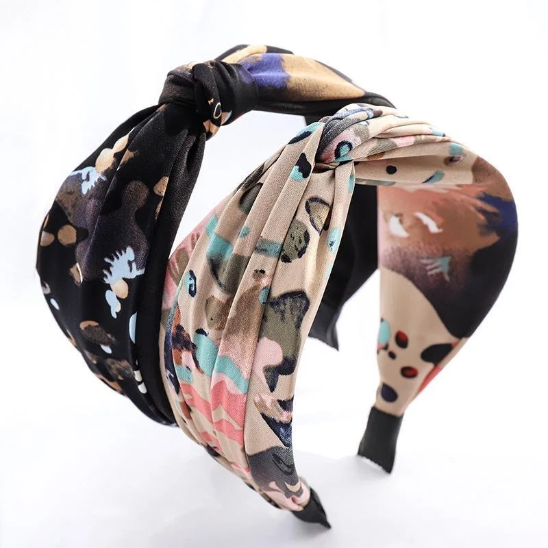 

Fashion printed cross-knotted headband wash face hair bundles ladies hair accessories