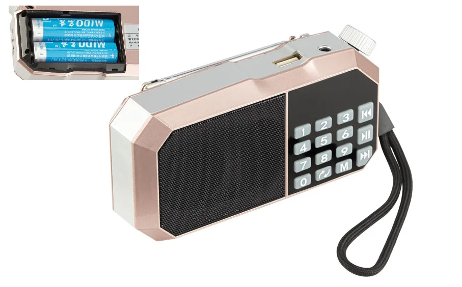Карманное портативное мини радио с 2 аккумуляторами 18650 цифровой светодиодный