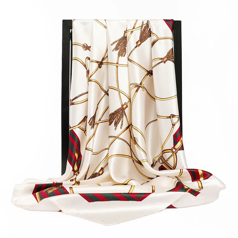 2022 головной платок шелковые квадратные шарфы для женщин 90x90 см накидка модная