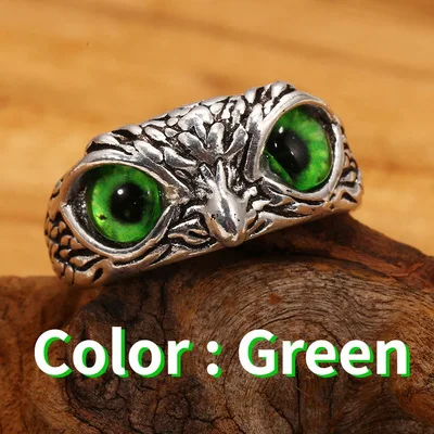 

Silver Color Demon Eye Owl Finger Ring For Women Girl Lovers Retro Animal Open Adjustable Design Ring Statement Ring