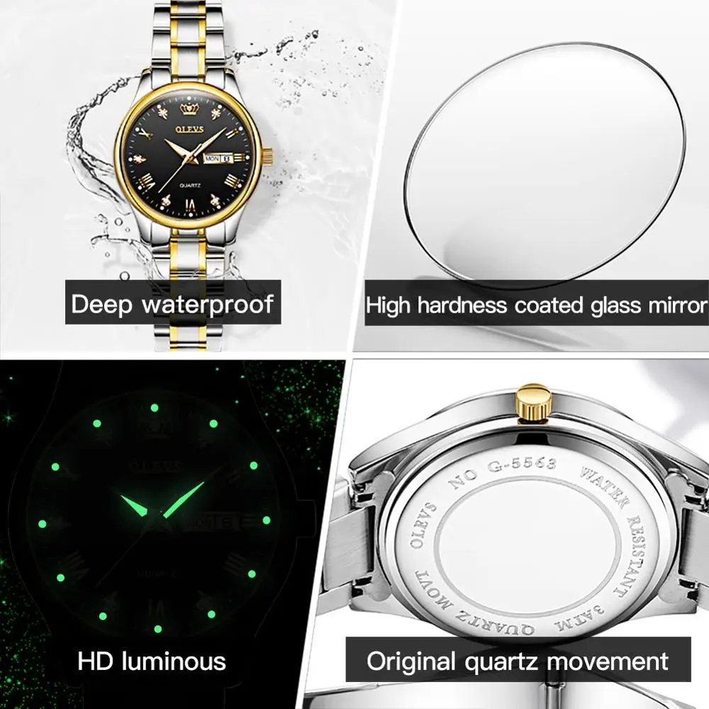 

OLEVS New Fashion Women Quartz Watch Waterproof Classic Luxury Brand Lady Watch Stainless Steel Strap Watches