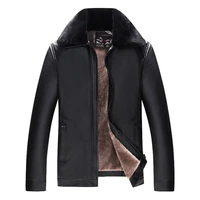 changniu 2019 fashion leather jackets for male black solid full sleeve zipper autumn winter warm pu leather faux fur inside