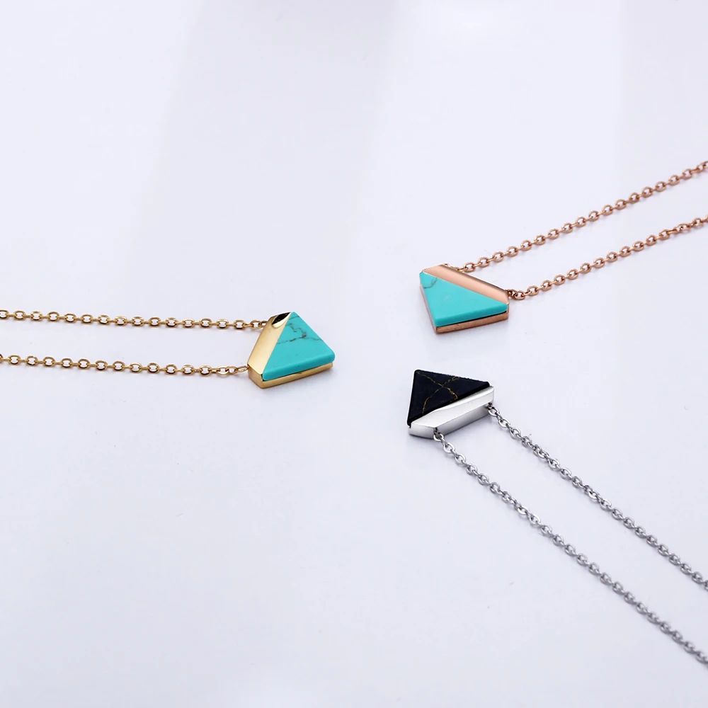 3 шт./лот треугольная Подвеска из нержавеющей стали синий/черный камень