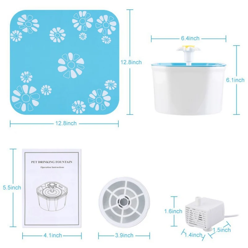 

Pet Water Dispenser Health And Sanitation Drinking Fountain Super Quiet Flower Automatic Electric Water Bowl