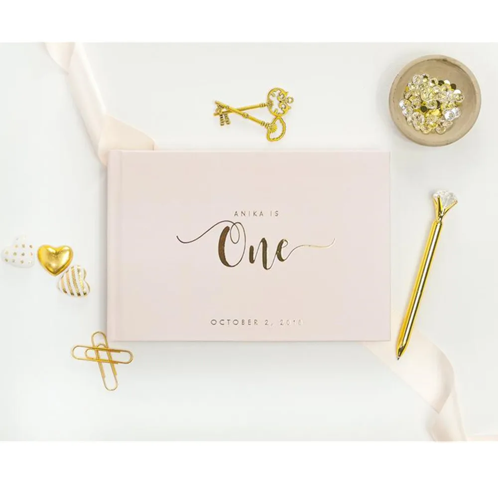 Фольгированная Золотая детская книга для первого дня рождения гостевая на заказ