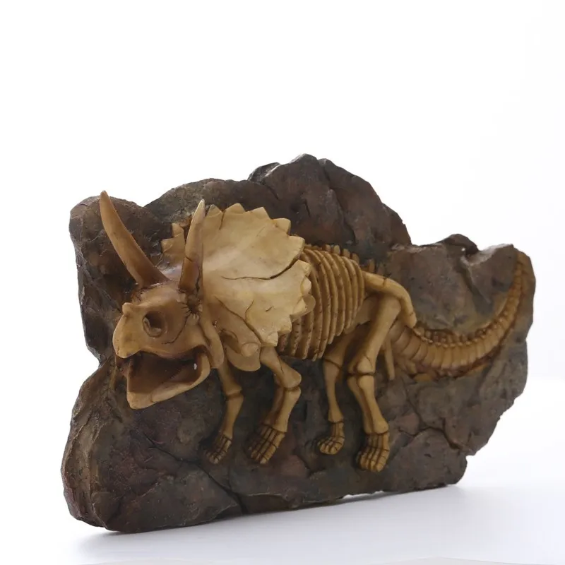 

resin statue craft Retro Triceratops Dinosaur skeleton Fossil sculpture Wall Hanging model office home Decoration gift p0896