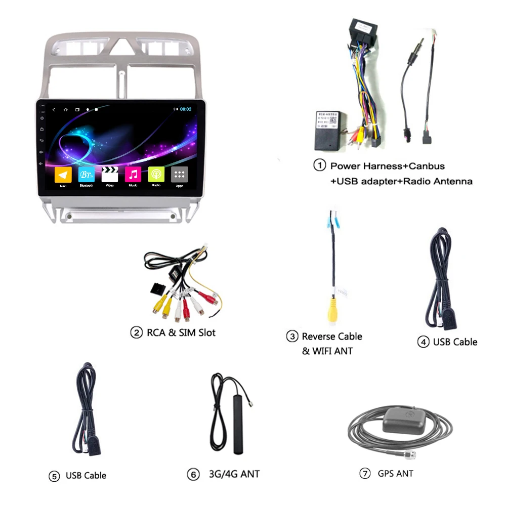 Мультимедийная система для Peugeot 307 2004-2013 радио стерео 4G и WiFi автомобильный DVD GPS