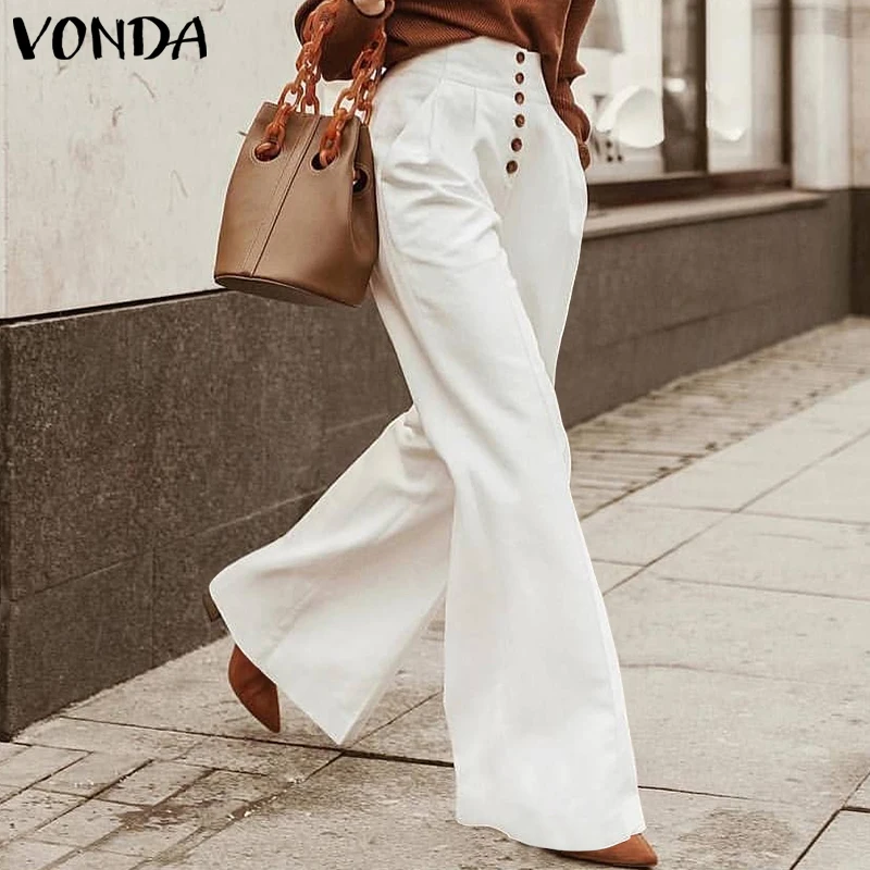 

VONDA Women Pants 2022 Autumn Summer Casual Solid Color Long Pants Bohemian Party Streetwears Femme Pantalons Trousers Oversized