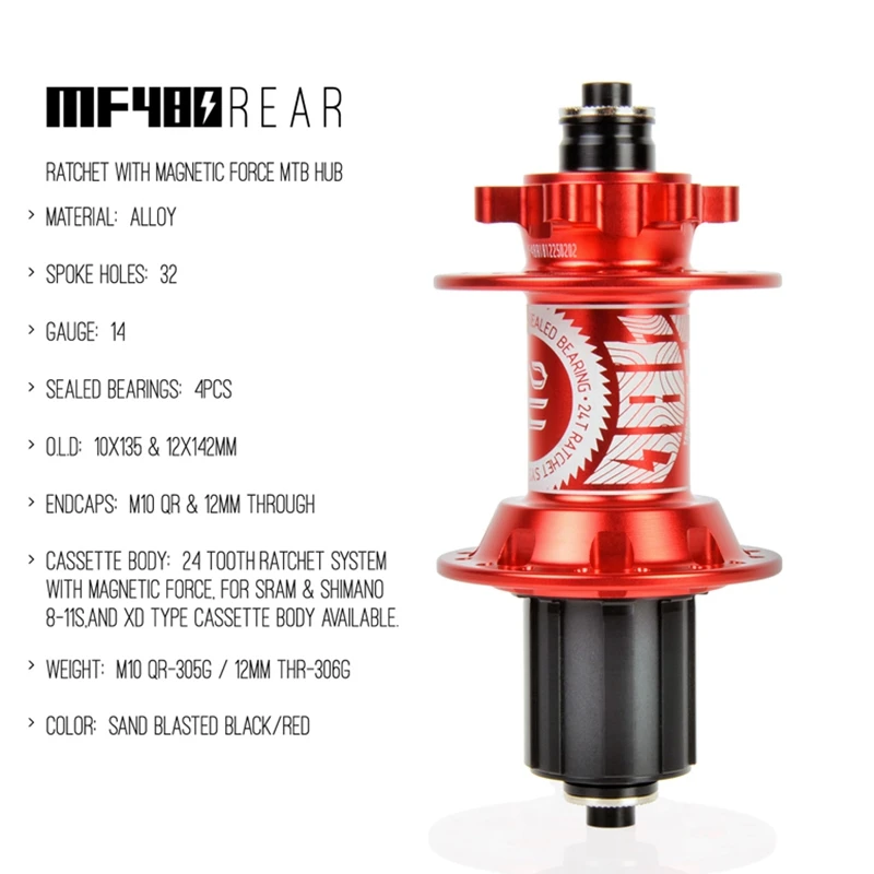 Набор ступиц KOOZER MF480 2/4 подшипники 24 т трещотка 32 отверстия быстроразъемный через