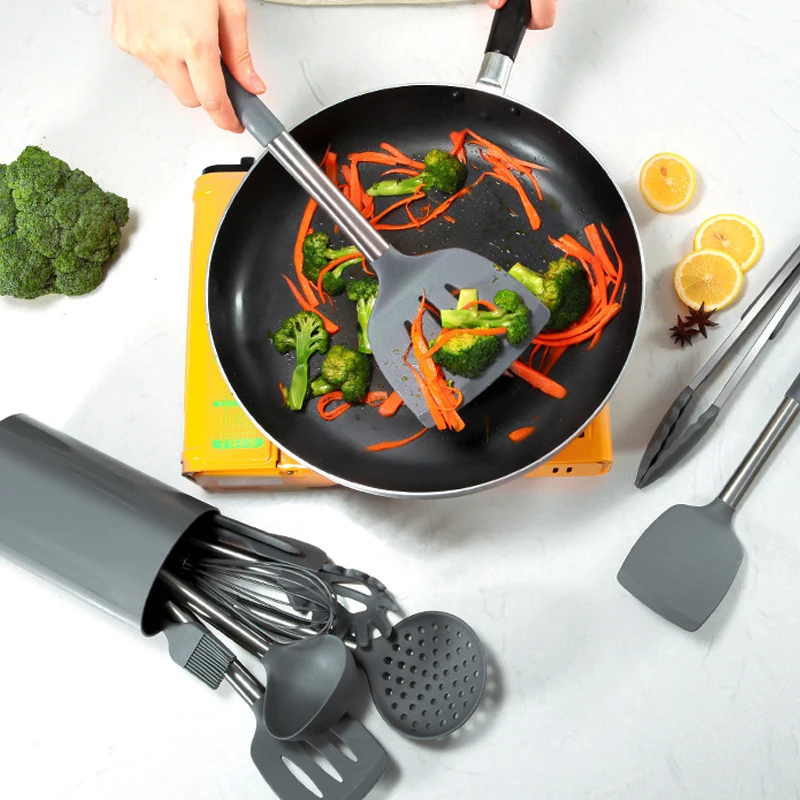 

Ручка из нержавеющей стали, силиконовая антипригарная кухонная утварь, набор, не содержит Бисфенол А, инструменты для приготовления выпечк...