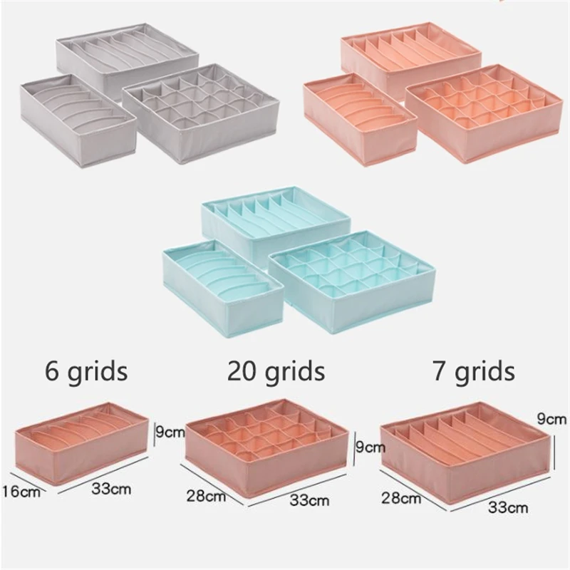 

New 3pcs/set Underwear Storage Box Socks Bra Underpants Foldable Divider Drawer Closet Organizer Clothes Storage Box Cabinet