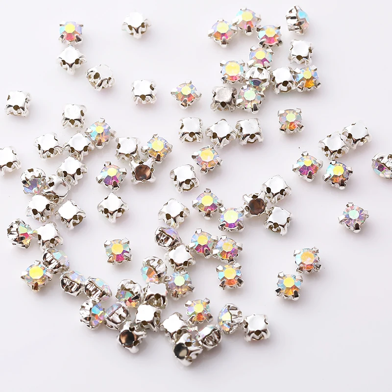 Sliver Crystal AB Продаем при потере, высокое качество, 3-10 мм, серебристые коготь, пришитые стразы, прозрачный кристалл, цвет, серебряная основа, камень для пришивания, сделай сам, украшение - Цвет: Sliver Crystal AB