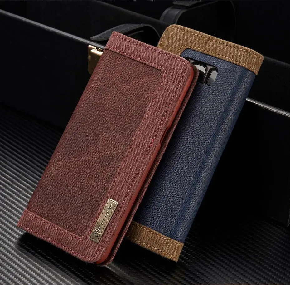 Модный джинсовый холщовый чехол-бумажник для samsung Note8 Note9, чехол с магнитной застежкой Чехол для Galaxy S6 S7 S8 S9 S10 Plus, чехол