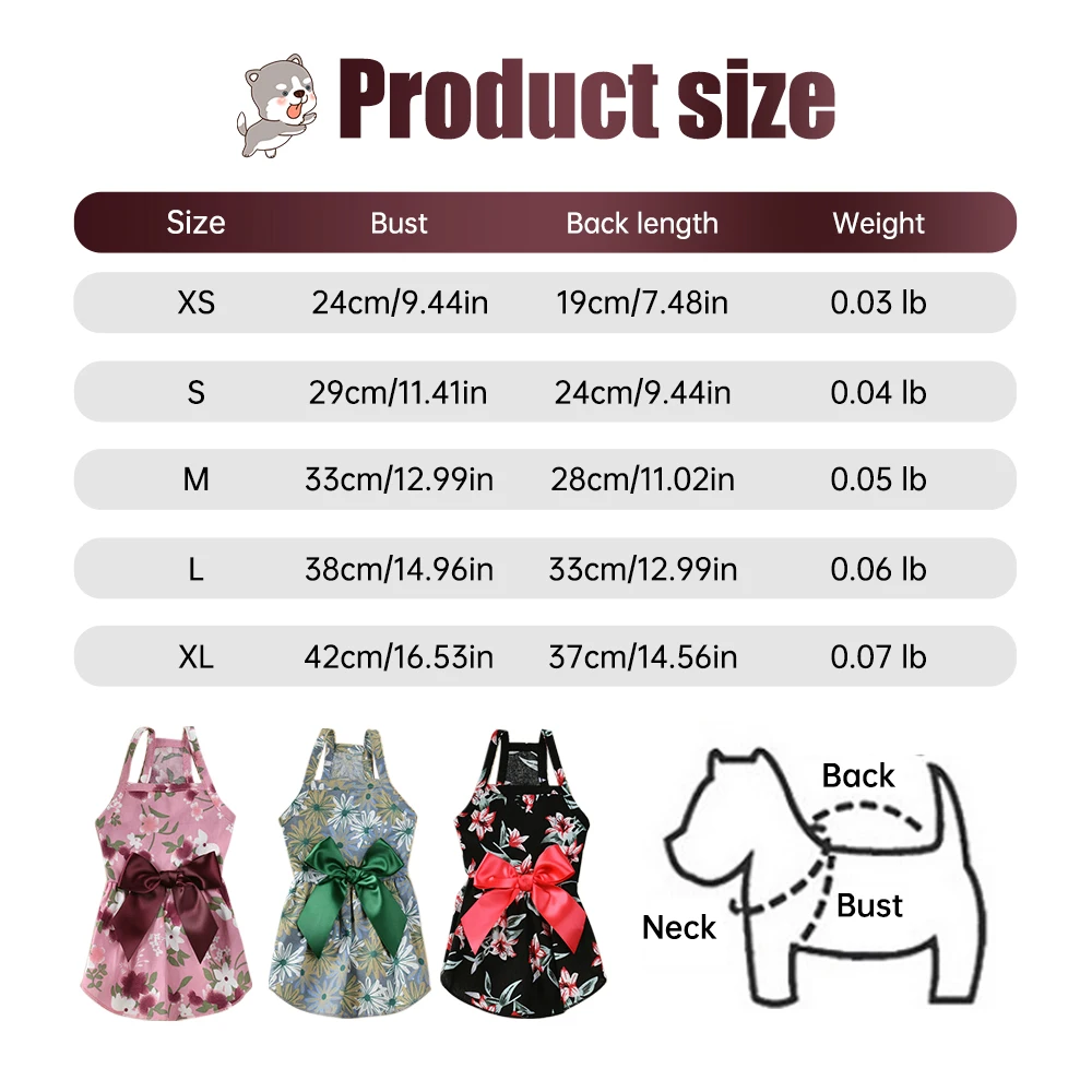 

Comfortable Dog Skirt Pet Princess Dog Dress Puppy Summer Clothes Cute Pet York Dog Clothes With Fashionable Bowknot