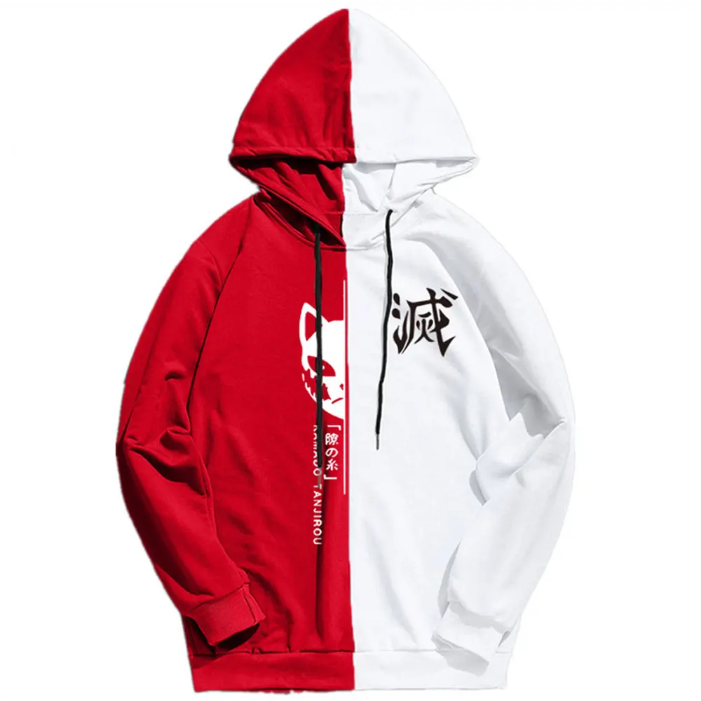 

2021 Summer Anime Demon Slayer Men's Sportswear Tanjiro Print Printing Double Color Hoodies Sweatshirt Harajuku Thin Clothing