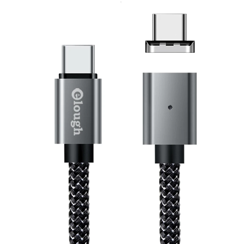 Черный Elough 20 в 5A usb type C Магнитный кабель для нового Macbook huawei Matebook Xiaomi ноутбук мобильный телефон Быстрая зарядка PD магнит зарядное устройство - Цвет: Черный