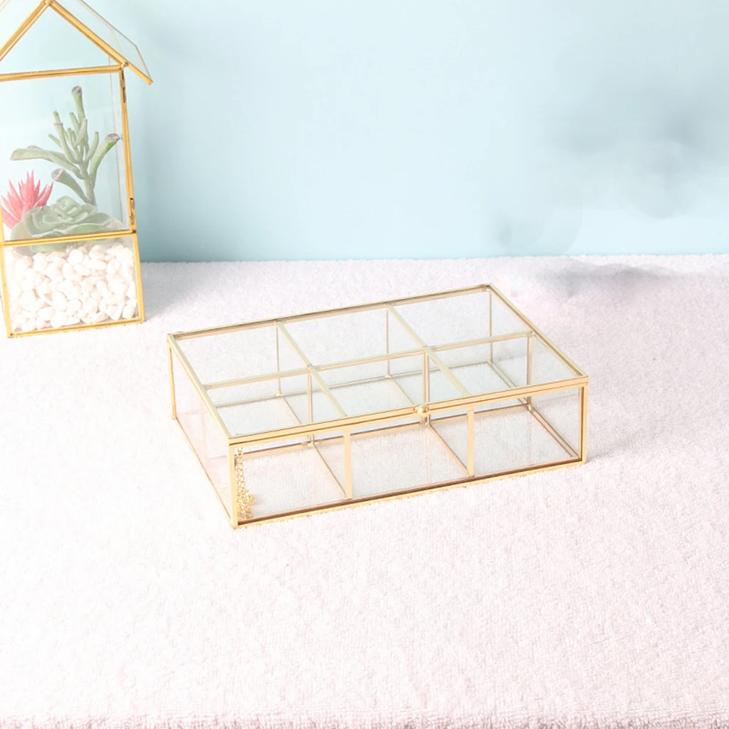 

Vintage Golden Jewellery Box Lidded Clear Display Lipstick Storage Dresser