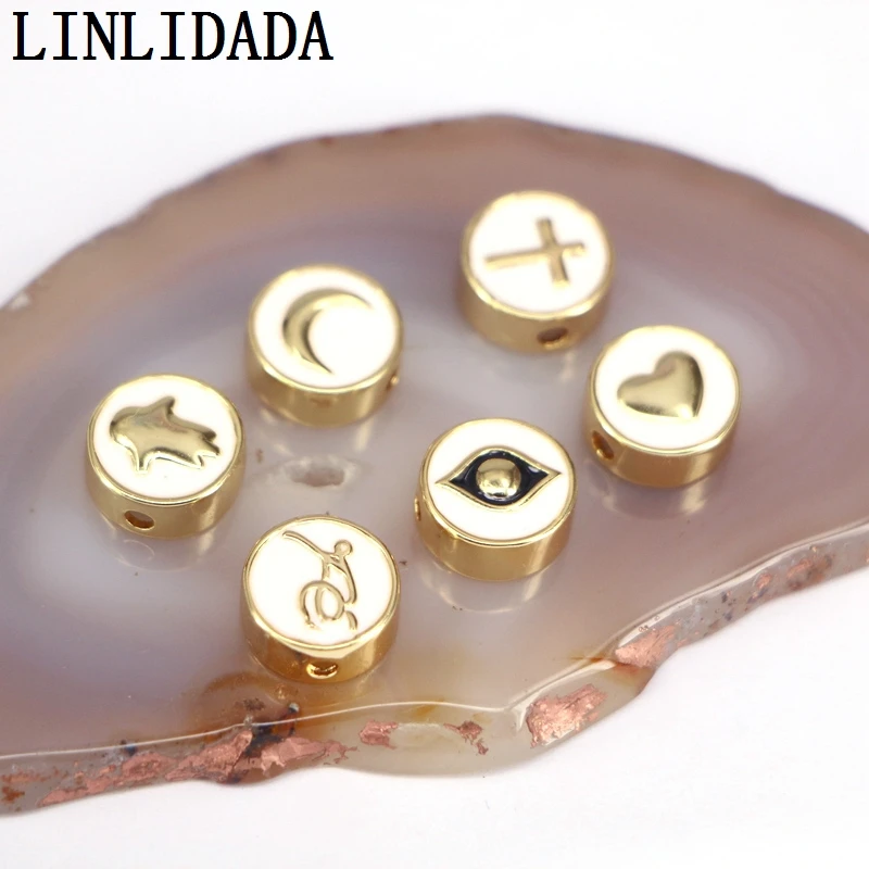 10 шт. новые модные золотистые Круглые Эмалированные соединители для подвесок с