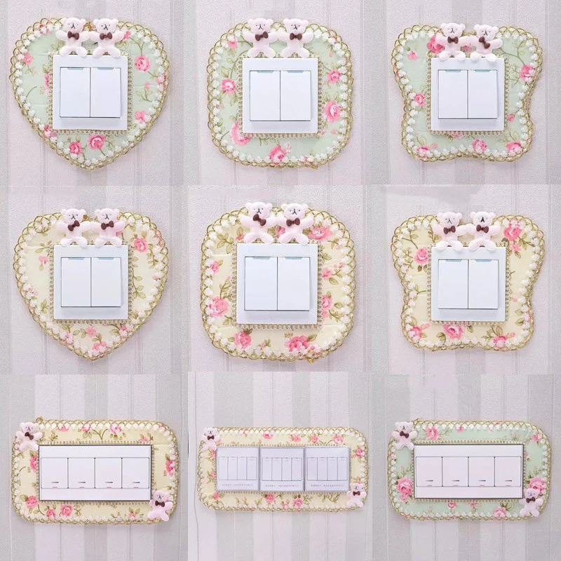 Тканевый кружевной защитный чехол для переключателя декора гостиной спальни