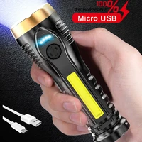 200w powerful led flashlight usb rechargeable torch tail magnet flashlights hand light with cob side light for fishing