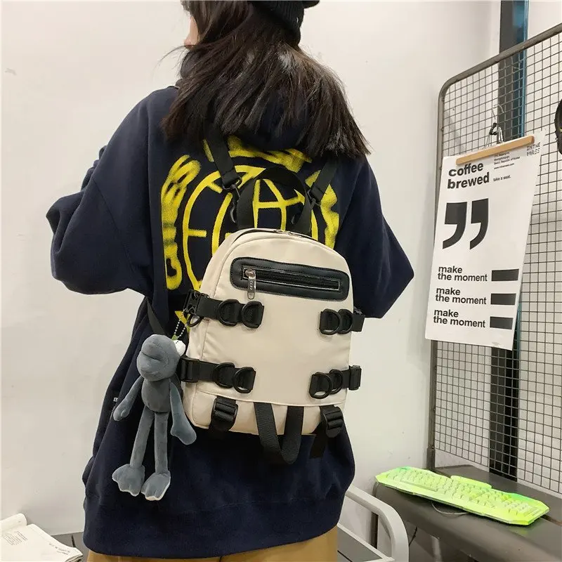

Small Backpack Kawaii Shoulders Bags For Women Black Canvas School Bag Female Multifunctional Travel Bagpack Korean Mochila New