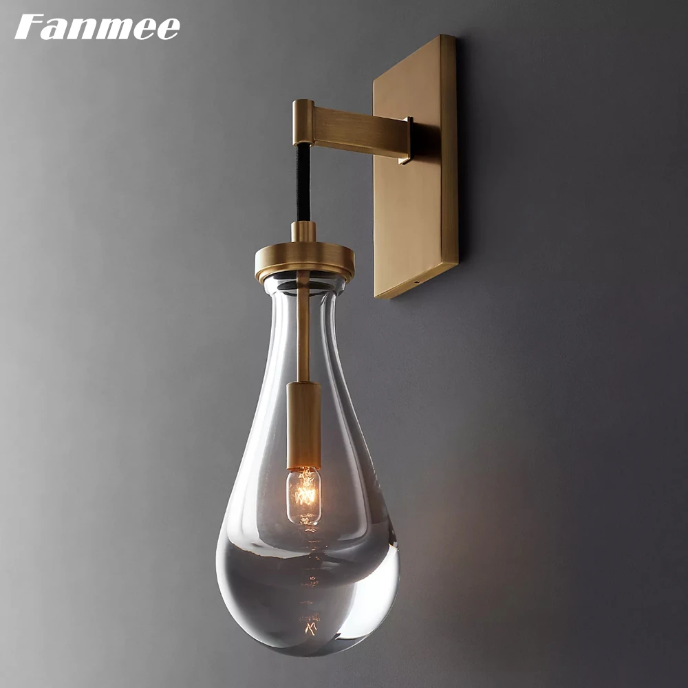 

Rain Sconce Clear Glass Luxury Wall Lamp LED Brass Modern Water Drop Pendant Sconce Lighting Fixture Home Decor Corridor Bedside