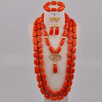 orange natural coral bead jewelry nigerian bride bridesmaid wedding dress accessories african bride wedding jewelry sets au 234