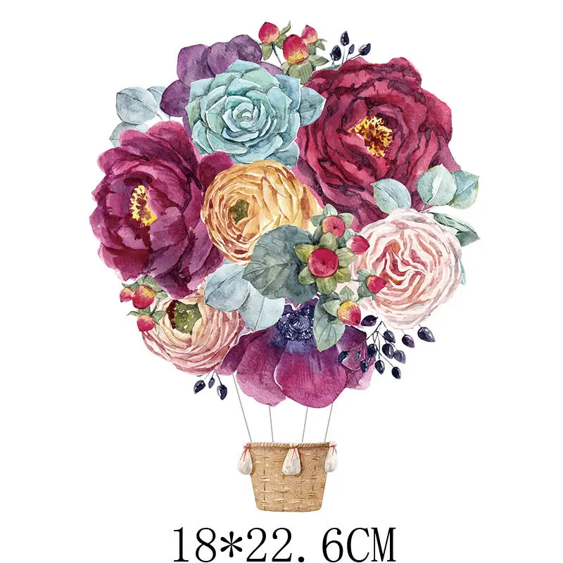 

18x22.6cm Colorful Flower Iron On Patches For DIY Heat Transfer Clothes T-Shirt Thermal Stickers Decoration Printing