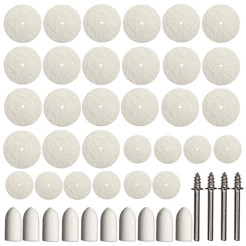 

64Pcs Felt Polishing Wheel Buffing Grinding Pad for Rotary Tools Mixed Set for Plastic Gl Metal Jewelry