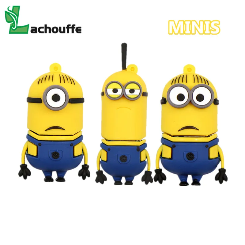 Мультяшный Миньоны Usb флеш-накопитель 16 Гб силиконовый USB Флешка 32 ГБ 64 8 дешевая 128
