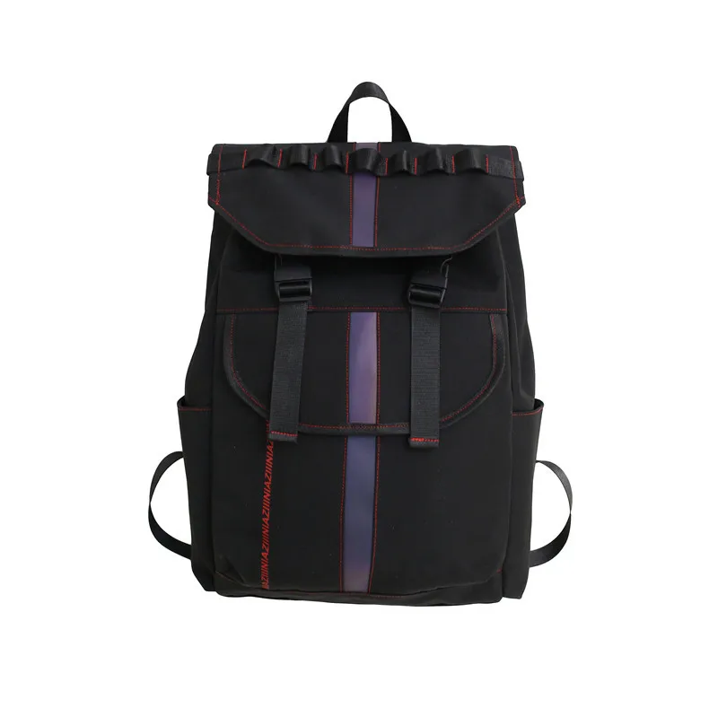 

Cool reflective strips colorful decoration boys student schoolbag hip-hop casual solid color backpack