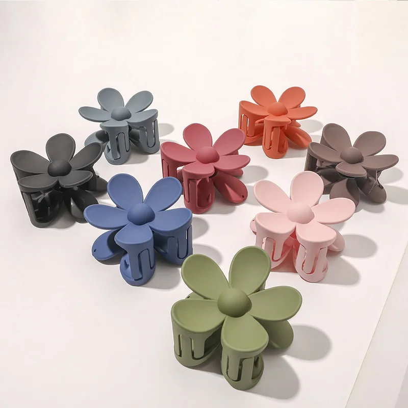 

2021 Fashion Big Blue Flower Plastic Hair Claws Pink Acrylic Hair Clip Claw Hairdressing Tool Hair Accessories for Women party