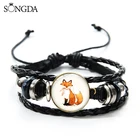 Браслет с подвесками из хрустального стекла в виде милой лисы, модный Многослойный кожаный браслет с мультяшными животными для маленьких девочек и мальчиков, рождественский подарок
