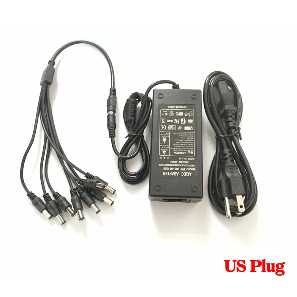 

ANPWOO 12V 5A 8CH Power Supply CCTV Camera Power Box 8 Port DC+Pigtail COAT DC 12V Power Adapter