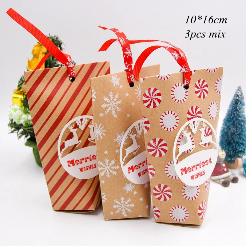 3PCS/Set Deer Snowflakes Candy Gift Bags Merry Christmas Guests Packaging Boxes Party Wedding Bag | Дом и сад